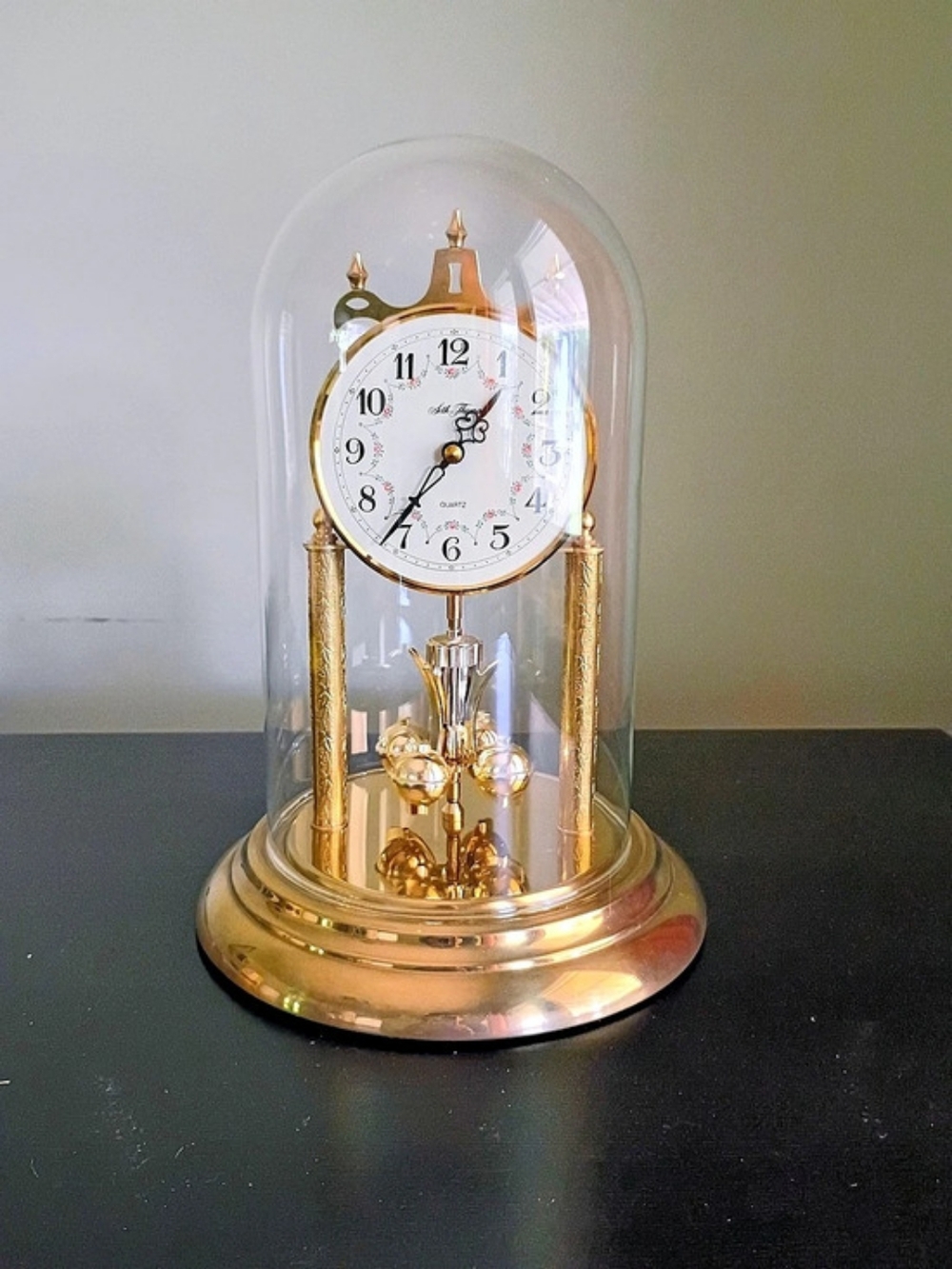 Seth Thomas Dome Anniversary Clock Made in W-Germany Brass Quartz Flower